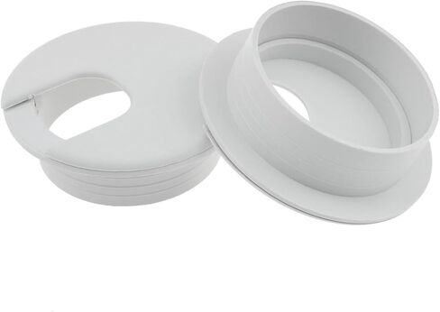 4 قطع بحلقات معدنية للمكتب مقاس 2 بوصة، غطاء فتحة كابل لمكتب المكتب، ومراكز الترفيه، وحوامل التلفزيون، وطاولات الكمبيوتر (أبيض) in Kuwait