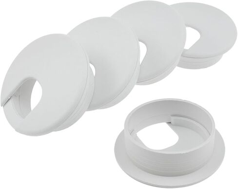 4 قطع بحلقات معدنية للمكتب مقاس 2 بوصة، غطاء فتحة كابل لمكتب المكتب، ومراكز الترفيه، وحوامل التلفزيون، وطاولات الكمبيوتر (أبيض) in Kuwait