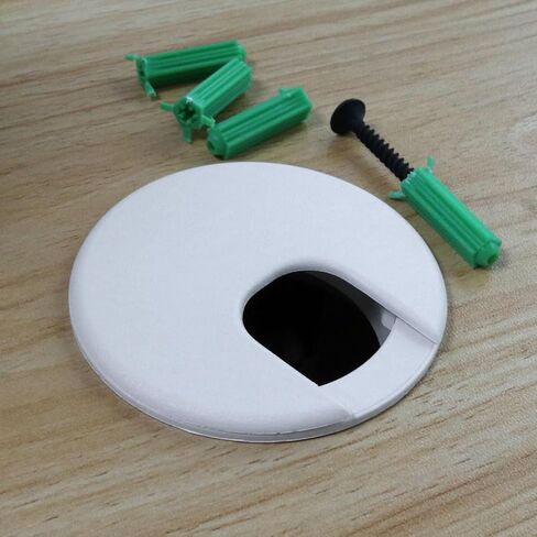 4 قطع بحلقات معدنية للمكتب مقاس 2 بوصة، غطاء فتحة كابل لمكتب المكتب، ومراكز الترفيه، وحوامل التلفزيون، وطاولات الكمبيوتر (أبيض) in Kuwait