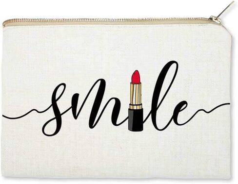 حقيبة مكياج Smile حقيبة مستحضرات التجميل حقيبة سفر صيفية لطيفة هدية أفكار حقيبة كتان حقيبة أحمر الشفاه لمحبي المكياج in Kuwait