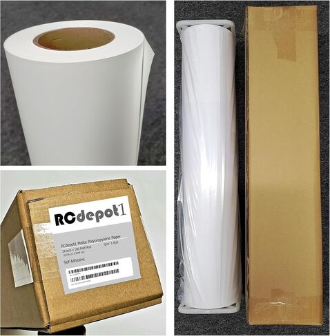 RC-Depot1-1 × 24 بوصة × 100 قدم لفة لافتة من مادة البولي بروبيلين غير اللامعة (ذاتية اللصق) فيلم بولي فينيل 8 مل مقاوم للماء 2 بوصة، علامات ملصق مطبوعة بنفث الحبر على نطاق واسع من البولي فينيل كلوريد in Kuwait