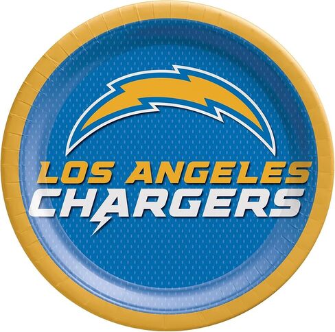 Amscan Los Angeles Chargers Round Plates - 9" (Pack of 8) - Vibrant Blue & Orange Paper Plates - Perfect for Sports Events, Tailgates & Themed Parties in Kuwait