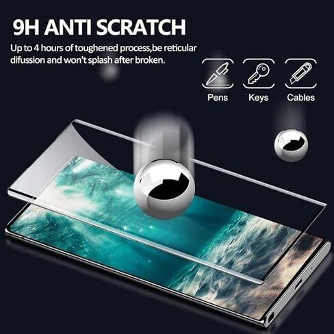 [3+2 حزمة] واقي شاشة Galaxy S23 Ultra، زجاج مقوى مقاوم للخدش 9H، دعم بصمات الأصابع بالموجات فوق الصوتية، لهاتف Samsung Galaxy S23 Ultra 5G 6.8 بوصة واقي شاشة زجاجي in Kuwait