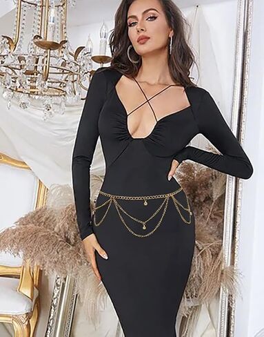 Waist Chain for Women Metal Waist Belt Tassel Belly Link in Saudi Arabia