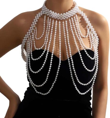 لؤلؤة الكتف القلائد اللؤلؤ مجوهرات الجسم مثير شرابات الجسم سلسلة الصيف شاطئ الجسم اكسسوارات الهذيان ملهى ليلي سلاسل الجسم in Kuwait