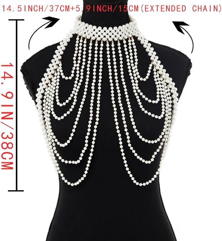 لؤلؤة الكتف القلائد اللؤلؤ مجوهرات الجسم مثير شرابات الجسم سلسلة الصيف شاطئ الجسم اكسسوارات الهذيان ملهى ليلي سلاسل الجسم in Kuwait