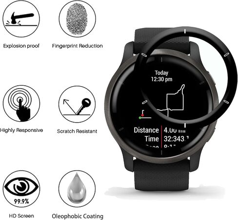 [3 عبوات] واقي شاشة متوافق مع Garmin Venu 2، أقصى تغطية، مضاد للخدش، خالي من الفقاعات، منحني ثلاثي الأبعاد، واقي شاشة مرن عالي الدقة لجهاز Garmin Venu 2 in Kuwait