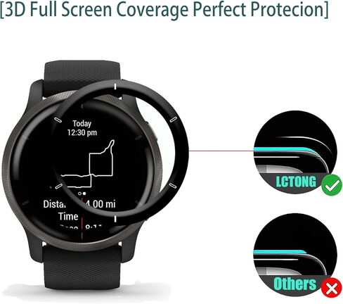 [3 عبوات] واقي شاشة متوافق مع Garmin Venu 2، أقصى تغطية، مضاد للخدش، خالي من الفقاعات، منحني ثلاثي الأبعاد، واقي شاشة مرن عالي الدقة لجهاز Garmin Venu 2 in Kuwait