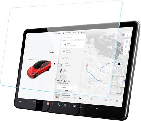 واقي شاشة من الزجاج المقسى FINPAC متوافق مع طراز Tesla 3 Tesla Model Y 15 بوصة - طبقة حماية لوحة القيادة لوحدة التحكم المركزية عالية الدقة، صلابة 9H ومضادة لبصمات الأصابع in Kuwait