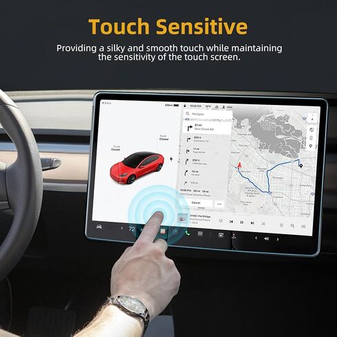 واقي شاشة من الزجاج المقسى FINPAC متوافق مع طراز Tesla 3 Tesla Model Y 15 بوصة - طبقة حماية لوحة القيادة لوحدة التحكم المركزية عالية الدقة، صلابة 9H ومضادة لبصمات الأصابع in Kuwait