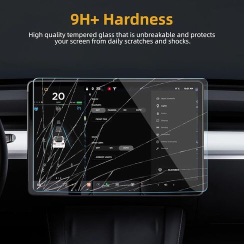 واقي شاشة من الزجاج المقسى FINPAC متوافق مع طراز Tesla 3 Tesla Model Y 15 بوصة - طبقة حماية لوحة القيادة لوحدة التحكم المركزية عالية الدقة، صلابة 9H ومضادة لبصمات الأصابع in Kuwait