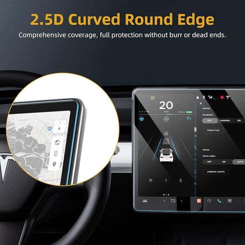 واقي شاشة من الزجاج المقسى FINPAC متوافق مع طراز Tesla 3 Tesla Model Y 15 بوصة - طبقة حماية لوحة القيادة لوحدة التحكم المركزية عالية الدقة، صلابة 9H ومضادة لبصمات الأصابع in Kuwait