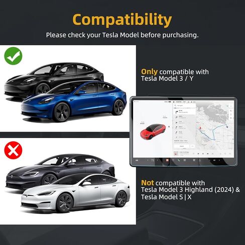 واقي شاشة من الزجاج المقسى FINPAC متوافق مع طراز Tesla 3 Tesla Model Y 15 بوصة - طبقة حماية لوحة القيادة لوحدة التحكم المركزية عالية الدقة، صلابة 9H ومضادة لبصمات الأصابع in Kuwait