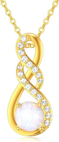 قلادات إنفينيتي من الذهب الخالص عيار 14 قيراط للنساء - قلادة أوبال إنفينيتي أنيقة من الذهب الأصفر بقلادة إنفينيتي in Kuwait