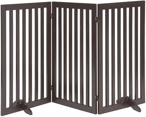 beeNbkks Freestanding Pet Gate for Dogs with 2PCS Support Feet, Foldable Wooden Dog Gates for Doorways Stairs, Indoor Pet Puppy Safety Fence, Espresso in Saudi Arabia