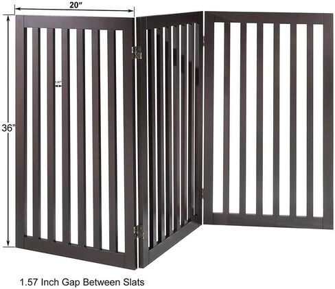beeNbkks Freestanding Pet Gate for Dogs with 2PCS Support Feet, Foldable Wooden Dog Gates for Doorways Stairs, Indoor Pet Puppy Safety Fence, Espresso in Saudi Arabia