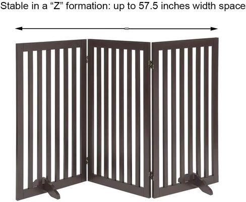 beeNbkks Freestanding Pet Gate for Dogs with 2PCS Support Feet, Foldable Wooden Dog Gates for Doorways Stairs, Indoor Pet Puppy Safety Fence, Espresso in Saudi Arabia