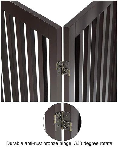 beeNbkks Freestanding Pet Gate for Dogs with 2PCS Support Feet, Foldable Wooden Dog Gates for Doorways Stairs, Indoor Pet Puppy Safety Fence, Espresso in Saudi Arabia