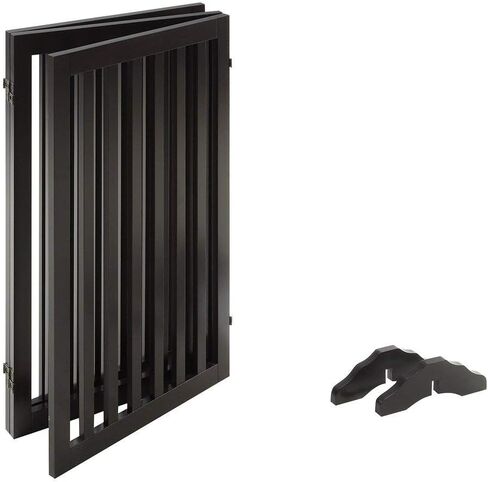 beeNbkks Freestanding Pet Gate for Dogs with 2PCS Support Feet, Foldable Wooden Dog Gates for Doorways Stairs, Indoor Pet Puppy Safety Fence, Espresso in Saudi Arabia
