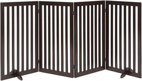 beeNbkks Freestanding Pet Gate for Dogs with 2PCS Support Feet, Foldable Wooden Dog Gates for Doorways Stairs, Indoor Pet Puppy Safety Fence, Espresso in Saudi Arabia