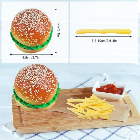 Artificial Hamburger & 20pcs Artificial French Fries Fake Food Bread Model Photography Prop for Display Faux Burger for Home Kitchen Party Decoration in Saudi Arabia