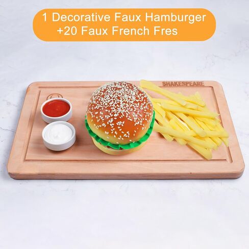Artificial Hamburger & 20pcs Artificial French Fries Fake Food Bread Model Photography Prop for Display Faux Burger for Home Kitchen Party Decoration in Saudi Arabia