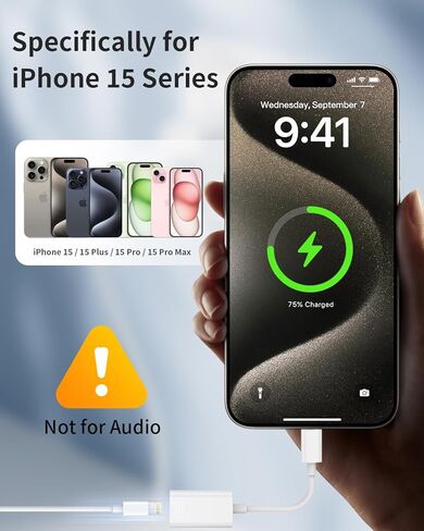 محول Mixfly Lightning أنثى إلى USB C ذكر لهاتف iPhone 15/15 Pro/15 Pro Max/15 Plus، لهاتف Samsung، يدعم الشحن ونقل البيانات، كابل موصل شاحن من النوع C، وليس للصوت/OTG in Kuwait