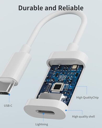 محول Mixfly Lightning أنثى إلى USB C ذكر لهاتف iPhone 15/15 Pro/15 Pro Max/15 Plus، لهاتف Samsung، يدعم الشحن ونقل البيانات، كابل موصل شاحن من النوع C، وليس للصوت/OTG in Kuwait