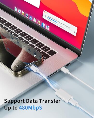 محول Mixfly Lightning أنثى إلى USB C ذكر لهاتف iPhone 15/15 Pro/15 Pro Max/15 Plus، لهاتف Samsung، يدعم الشحن ونقل البيانات، كابل موصل شاحن من النوع C، وليس للصوت/OTG in Kuwait