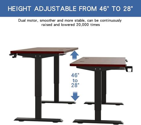 bilbil 55x30 Inches Electric Standing Desk with Drawer, Height Adjustable Sit Stand Up Desk with 4 Splice Boards, Home Office Desk Computer Workstation with Dark Walnut Top/Black Frame in Saudi Arabia