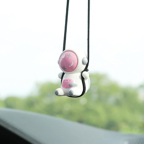 Swinging Astronaut Car Decor Accessories Cartoon Car Rear View Mirror Hanging Ornaments (White) in Saudi Arabia