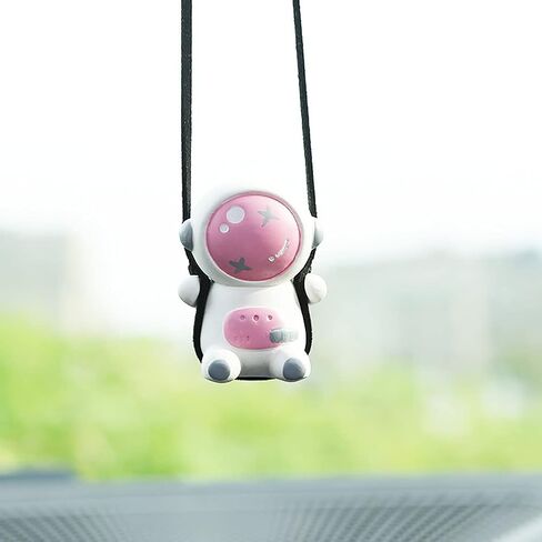 Swinging Astronaut Car Decor Accessories Cartoon Car Rear View Mirror Hanging Ornaments (White) in Saudi Arabia