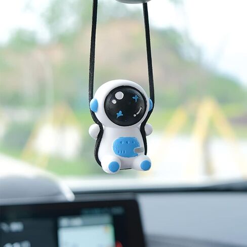 Swinging Astronaut Car Decor Accessories Cartoon Car Rear View Mirror Hanging Ornaments (White) in Saudi Arabia