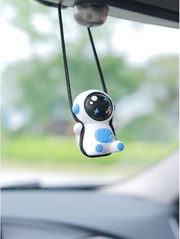 Swinging Astronaut Car Decor Accessories Cartoon Car Rear View Mirror Hanging Ornaments (White) in Saudi Arabia