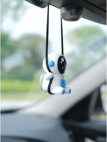 Swinging Astronaut Car Decor Accessories Cartoon Car Rear View Mirror Hanging Ornaments (White) in Saudi Arabia