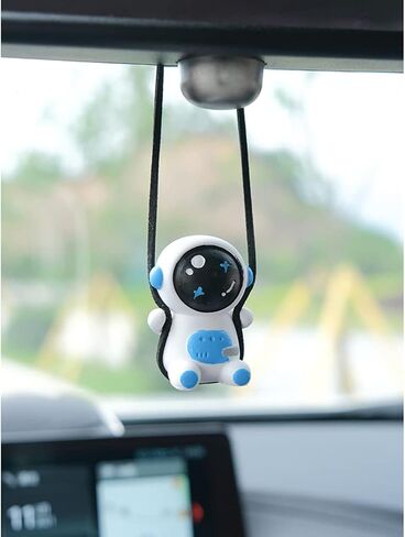 Swinging Astronaut Car Decor Accessories Cartoon Car Rear View Mirror Hanging Ornaments (White) in Saudi Arabia