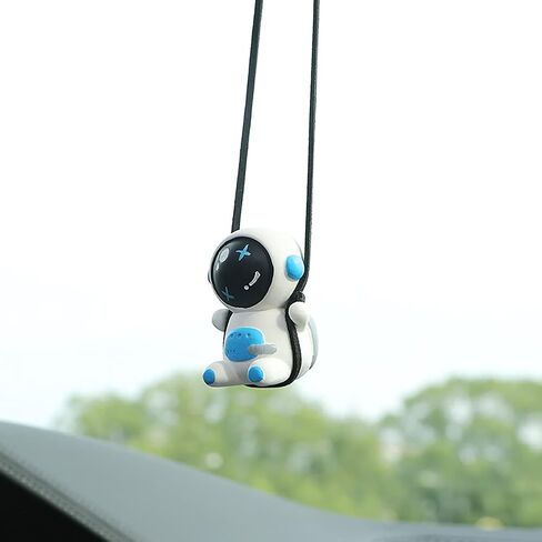 Swinging Astronaut Car Decor Accessories Cartoon Car Rear View Mirror Hanging Ornaments (White) in Saudi Arabia