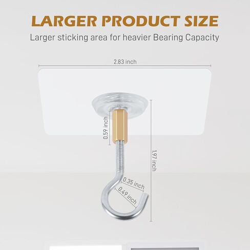 Adhesive Ceiling Hooks 10 Pack, Heavy Duty Sticky Ceiling Hooks Hold 20 Lbs, No Damage Hanger, No Drill Stick on Hooks for Hanging Plants, Lanterns, Wind Chimes, Light, Outdoor in Kuwait