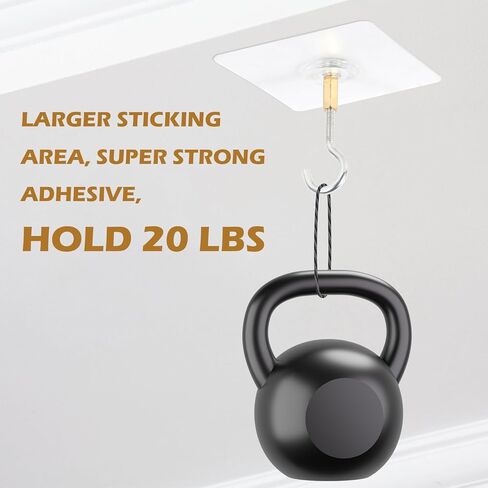 Adhesive Ceiling Hooks 10 Pack, Heavy Duty Sticky Ceiling Hooks Hold 20 Lbs, No Damage Hanger, No Drill Stick on Hooks for Hanging Plants, Lanterns, Wind Chimes, Light, Outdoor in Kuwait