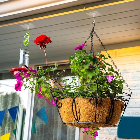 Adhesive Ceiling Hooks 10 Pack, Heavy Duty Sticky Ceiling Hooks Hold 20 Lbs, No Damage Hanger, No Drill Stick on Hooks for Hanging Plants, Lanterns, Wind Chimes, Light, Outdoor in Kuwait