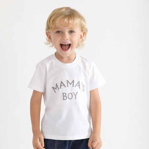 Toddler Baby Boy T Shirts Summer Short Sleeve Clothes Letters Embroidered Mamas Little Boy Tee Tops 1-5t in Kuwait