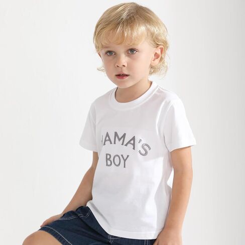 Toddler Baby Boy T Shirts Summer Short Sleeve Clothes Letters Embroidered Mamas Little Boy Tee Tops 1-5t in Kuwait