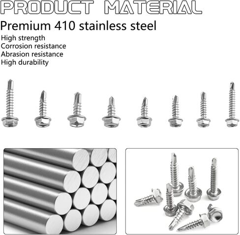 WMYCONGCONG 240 PCS Stainless Steel #8#10 Hex Washer Head Self Drilling Sheet Metal Tek Screws Assorted Kit (Hex Head) in Saudi Arabia