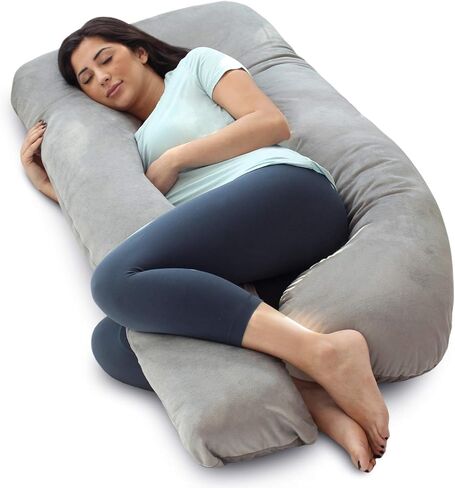 Pharmedoc Pregnancy Body Pillow Cover - Replacement U Shaped Body Pillow Organic Cotton Cover Only - Natural in Kuwait