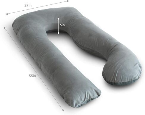 Pharmedoc Pregnancy Body Pillow Cover - Replacement U Shaped Body Pillow Organic Cotton Cover Only - Natural in Kuwait