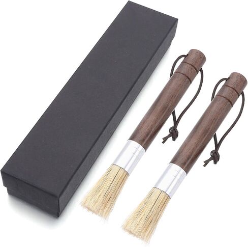 2Pcs Cleaning Brush for Sewing Machine, Wooden Handle Lint Brush with Hanging Strap, Soft Brush Hair for Brushing Lint Out of Sewing Machines, Sewing Tools (Black Sandalwood) in Saudi Arabia