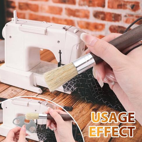 2Pcs Cleaning Brush for Sewing Machine, Wooden Handle Lint Brush with Hanging Strap, Soft Brush Hair for Brushing Lint Out of Sewing Machines, Sewing Tools (Black Sandalwood) in Saudi Arabia