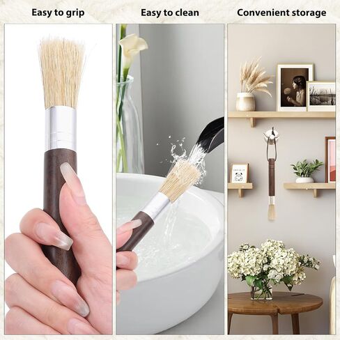2Pcs Cleaning Brush for Sewing Machine, Wooden Handle Lint Brush with Hanging Strap, Soft Brush Hair for Brushing Lint Out of Sewing Machines, Sewing Tools (Black Sandalwood) in Saudi Arabia
