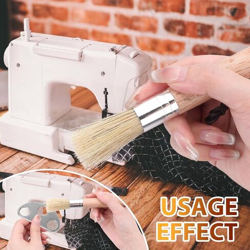قطعتان من فرشاة التنظيف لآلة الخياطة، فرشاة الوبر بمقبض خشبي مع حزام للتعليق، فرشاة شعر ناعمة لتنظيف الوبر من ماكينات الخياطة، أدوات الخياطة (خشب الصندل الأسود) in Kuwait