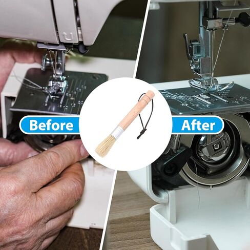 قطعتان من فرشاة التنظيف لآلة الخياطة، فرشاة الوبر بمقبض خشبي مع حزام للتعليق، فرشاة شعر ناعمة لتنظيف الوبر من ماكينات الخياطة، أدوات الخياطة (خشب الصندل الأسود) in Kuwait